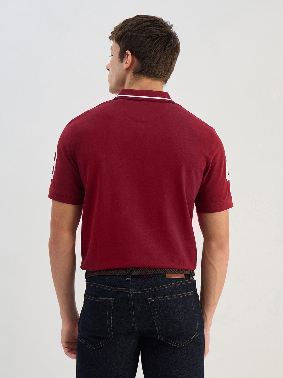 Gant Men Red Solid Pure Cotton Polo Collar T-Shirt