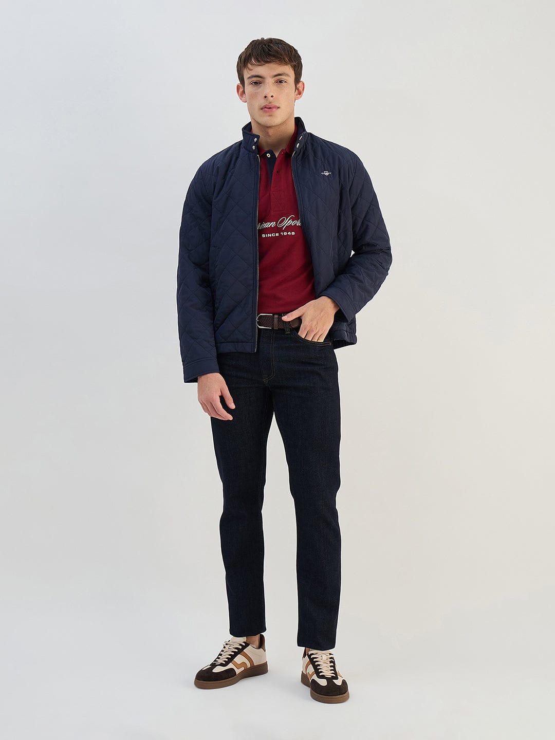 Gant Men Red Solid Pure Cotton Polo Collar T-Shirt