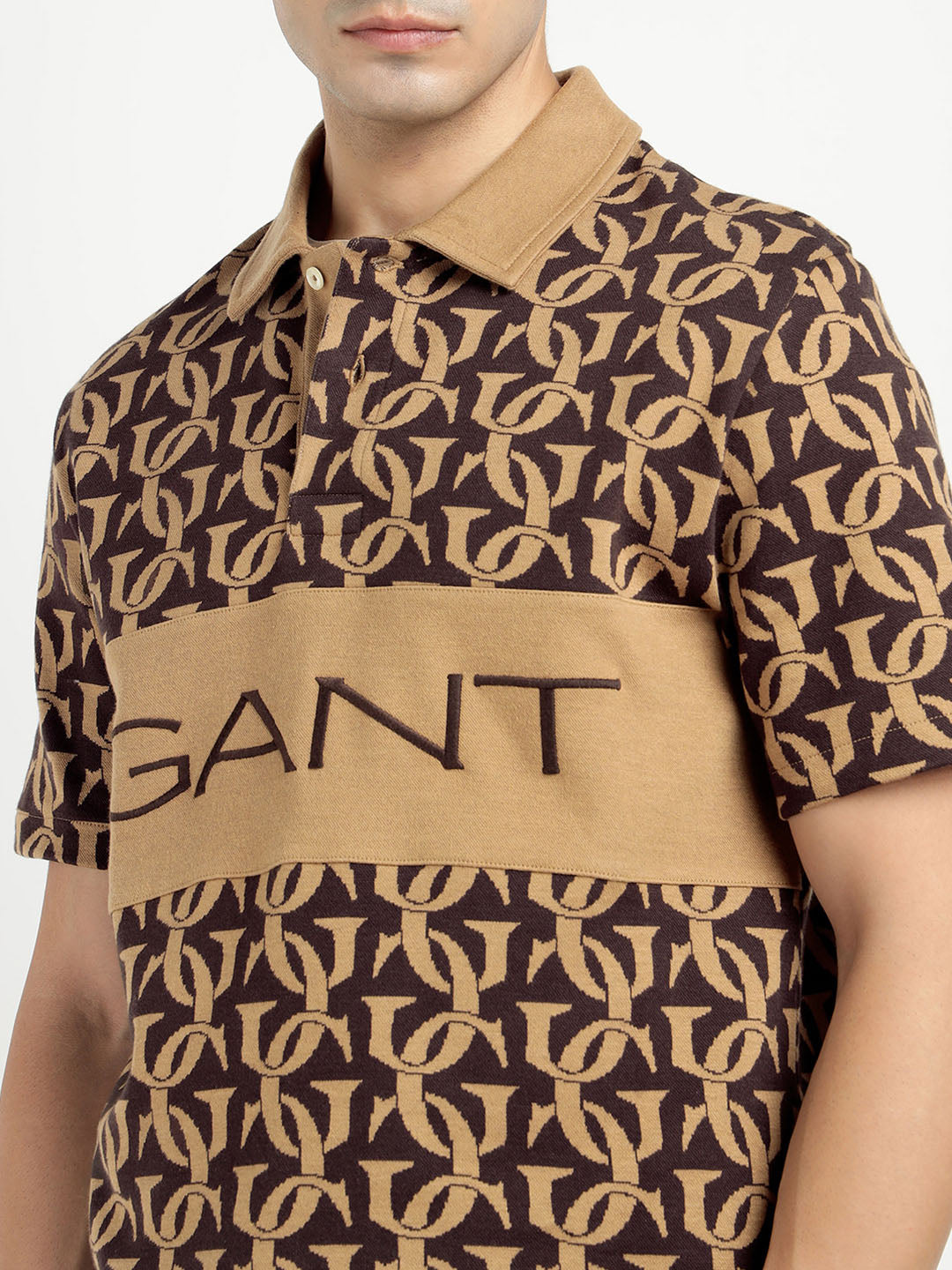 Gant Men Khaki Printed Polo Tshirt