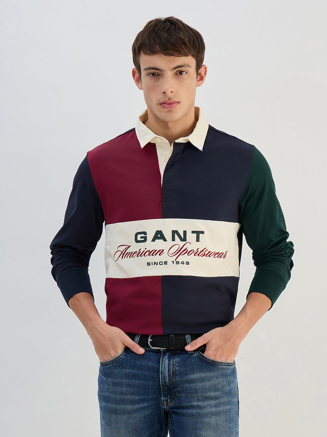 Gant Men Blue Logo Pure Cotton Collared Ruggers