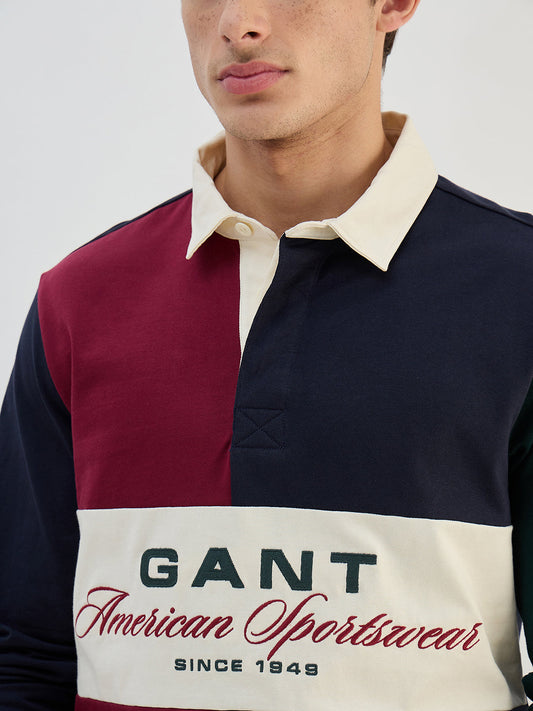 Gant Men Blue Logo Pure Cotton Collared Ruggers