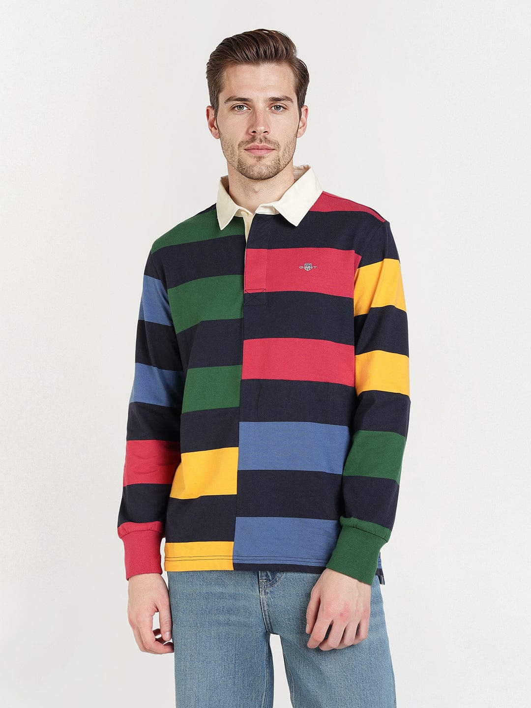 Gant Men Multicolor Coloublocked Collar Sweatshirt