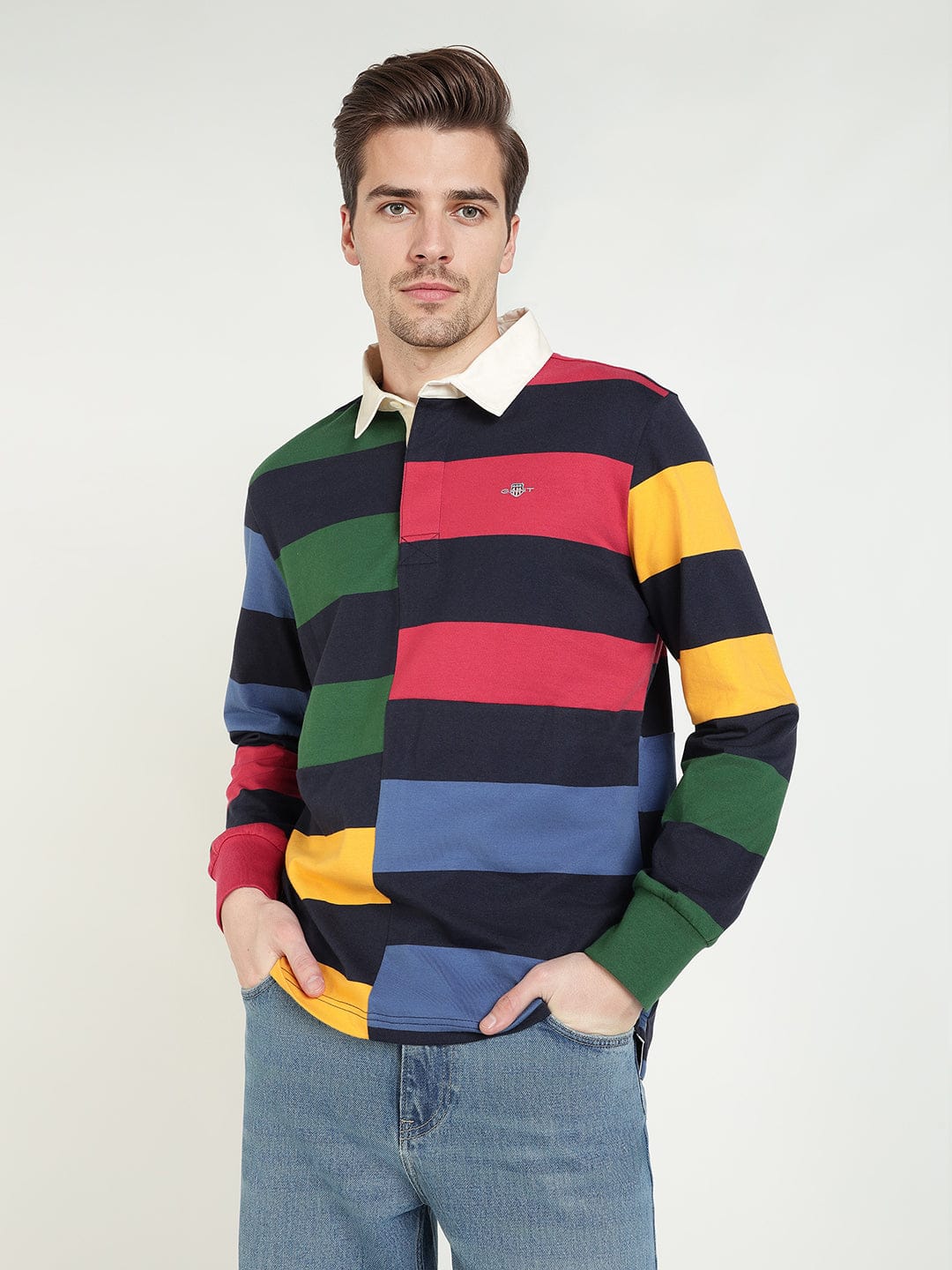 Gant Men Multicolor Coloublocked Collar Sweatshirt