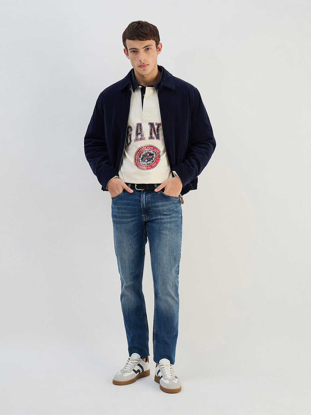 Gant Men Beige Logo Pure Cotton Collared Ruggers