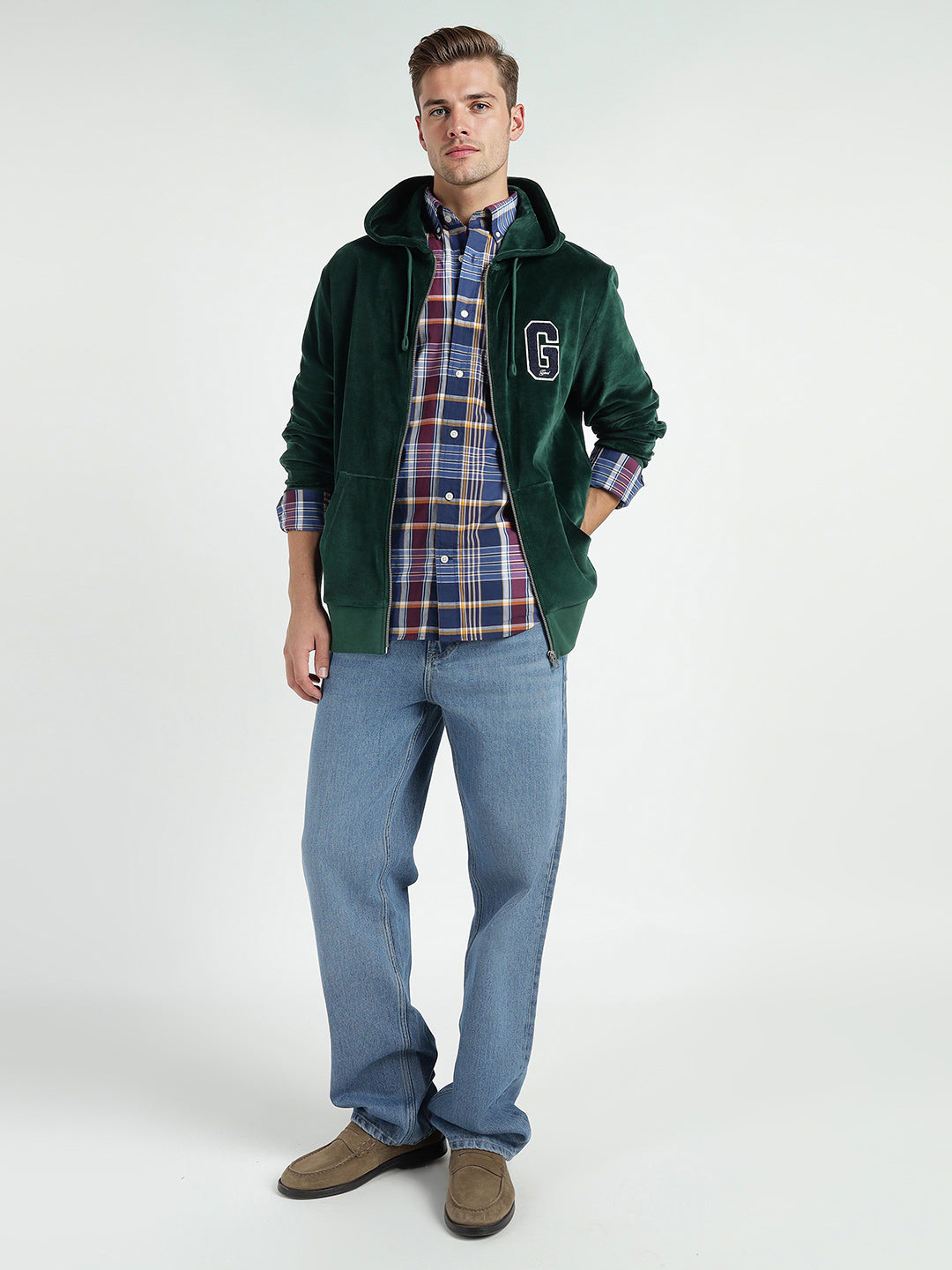 Gant Men Green Printed Hooded Sweatshirt