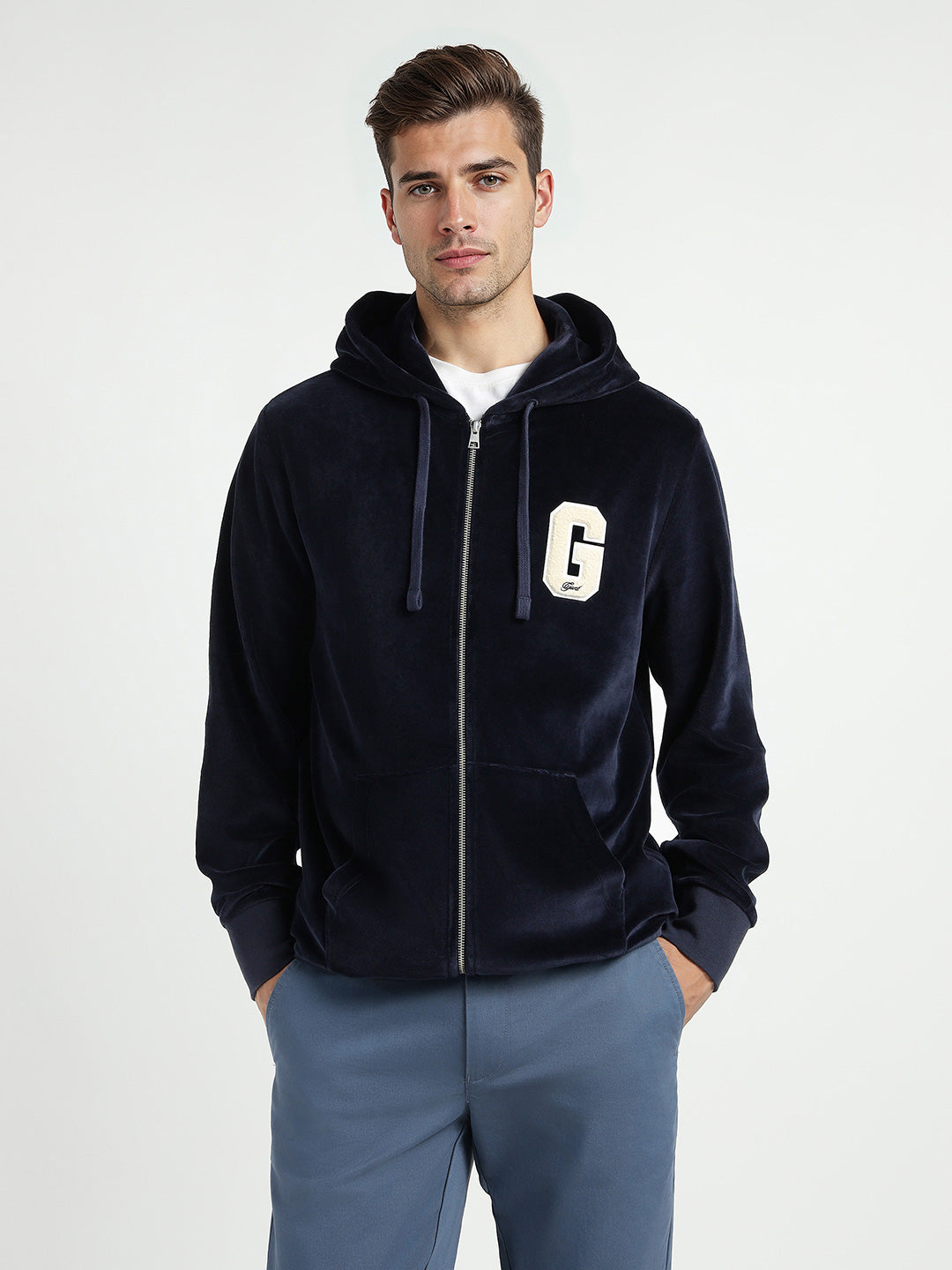 Gant Men Blue Printed Hooded Sweatshirt