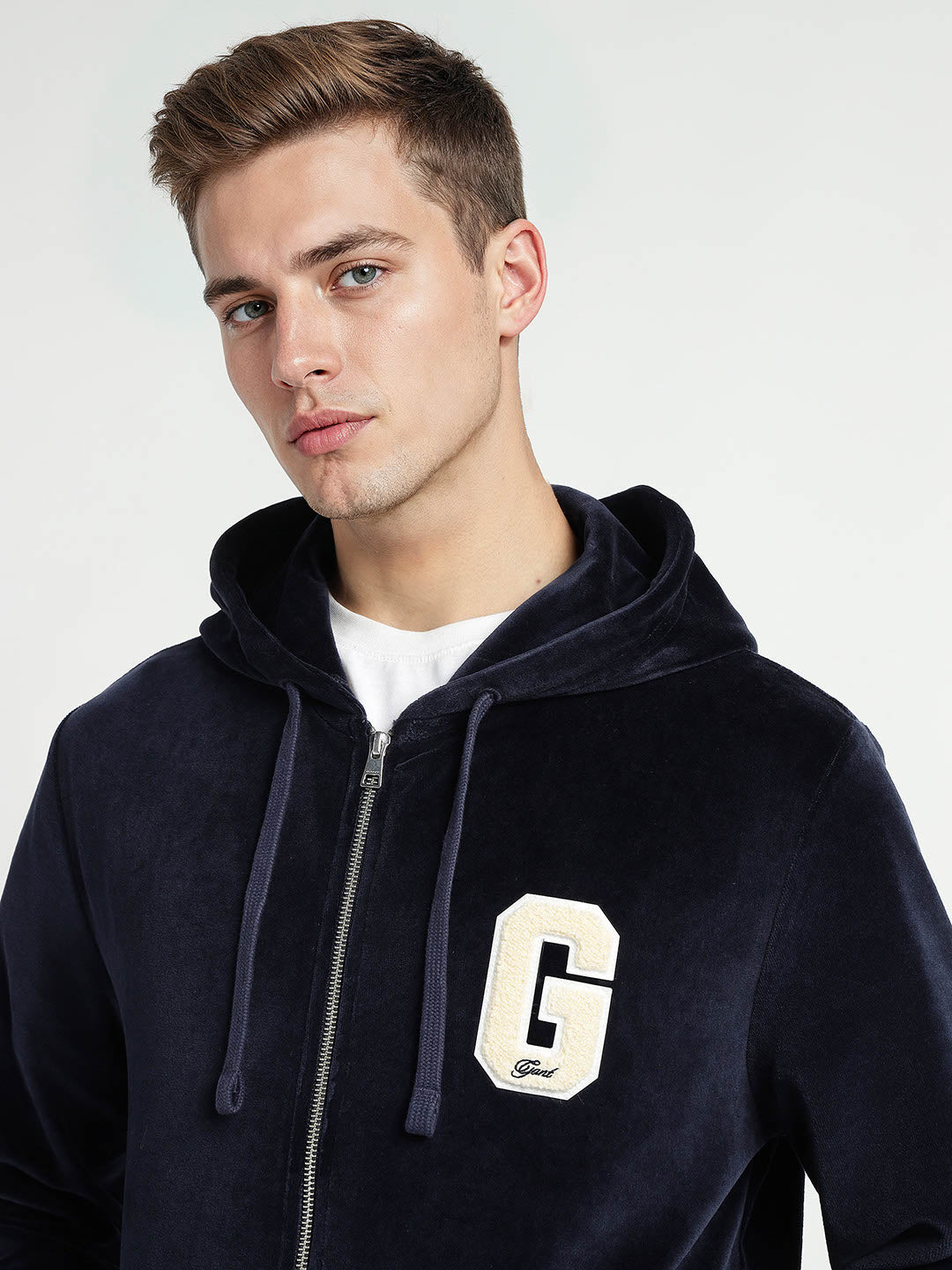 Gant Men Blue Printed Hooded Sweatshirt