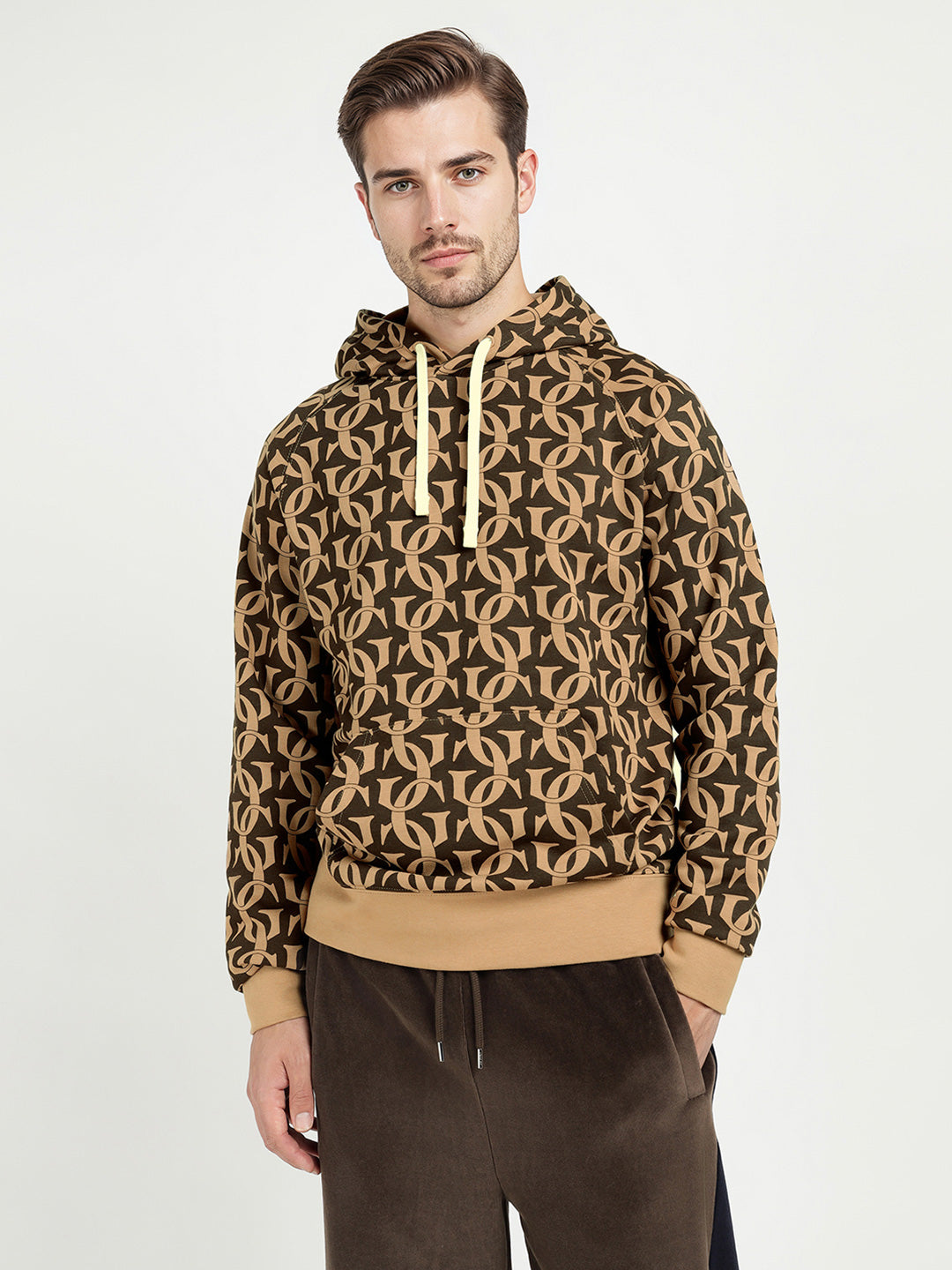 Gant Men Khaki Printed Hooded Sweatshirt