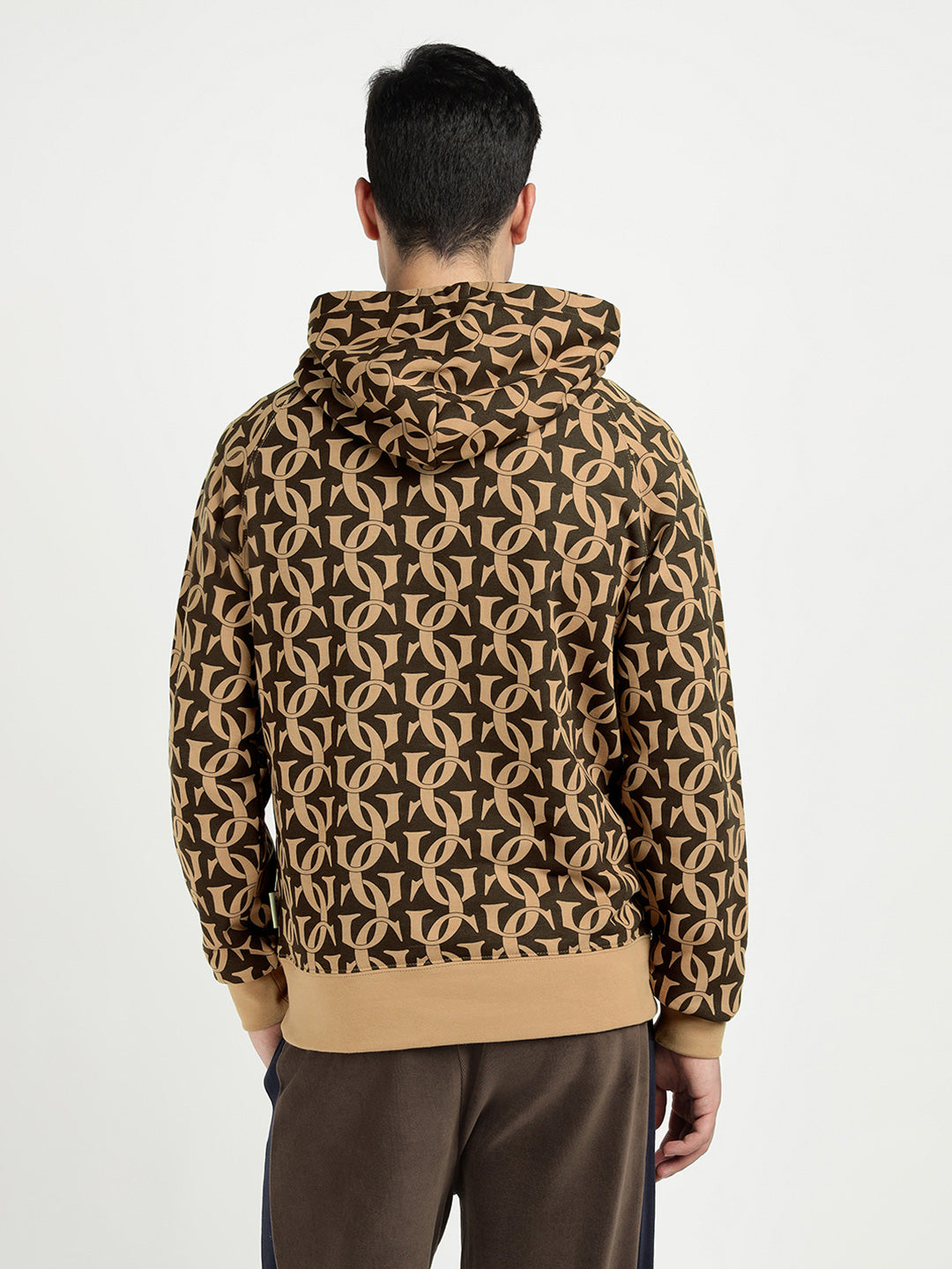 Gant Men Khaki Printed Hooded Sweatshirt