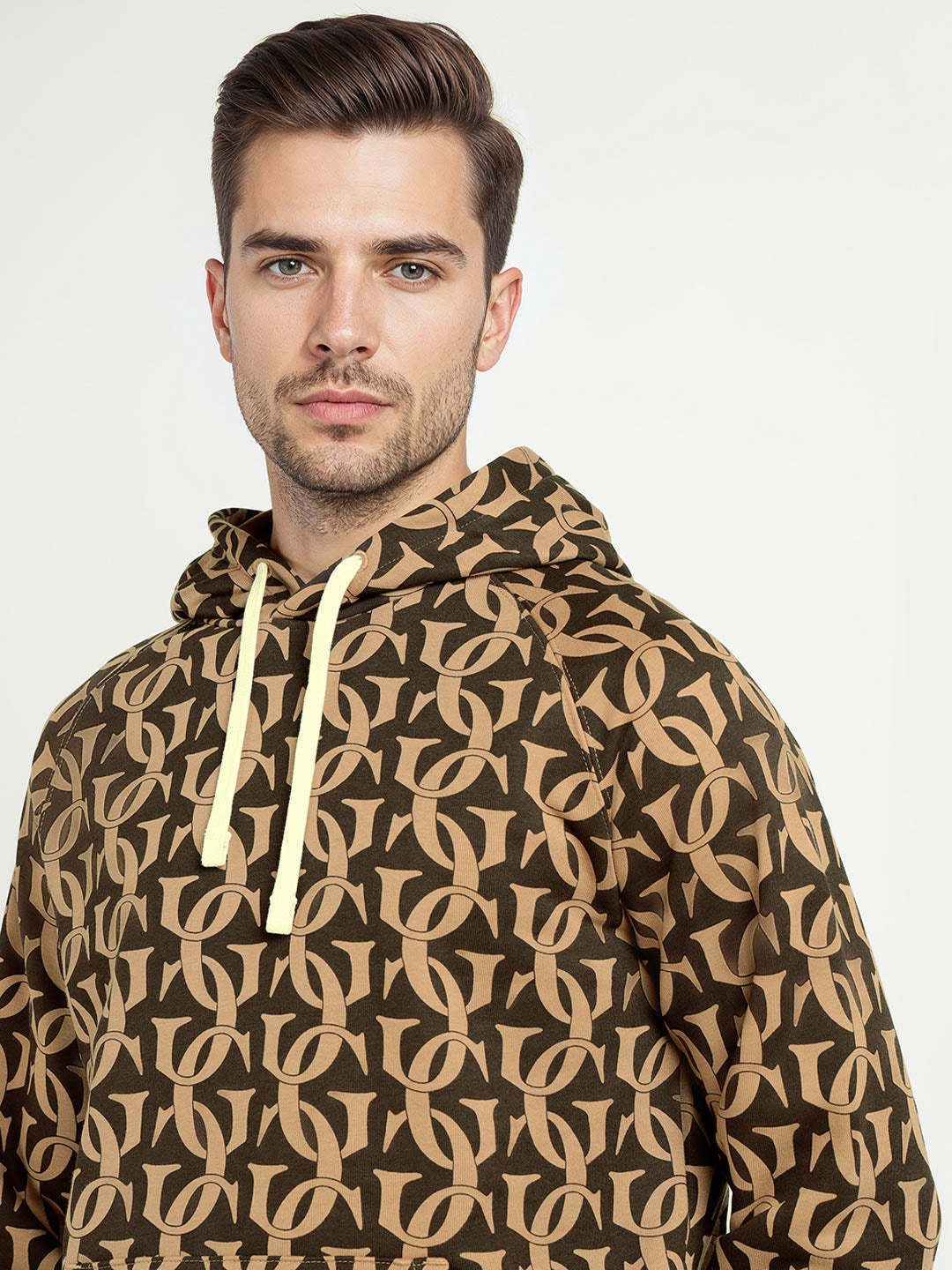 Gant Men Khaki Printed Hooded Sweatshirt
