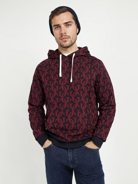 Gant Men Blue Printed Hooded Sweatshirt