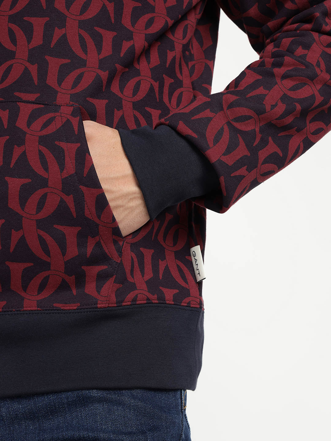 Gant Men Blue Printed Hooded Sweatshirt