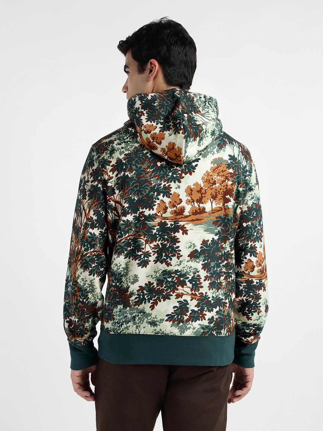 Gant Men Beige/Green Printed Hooded Sweatshirt