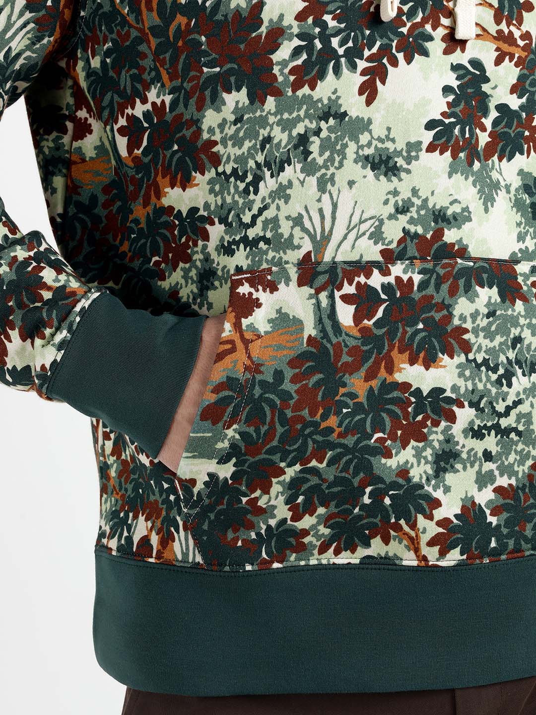 Gant Men Beige/Green Printed Hooded Sweatshirt