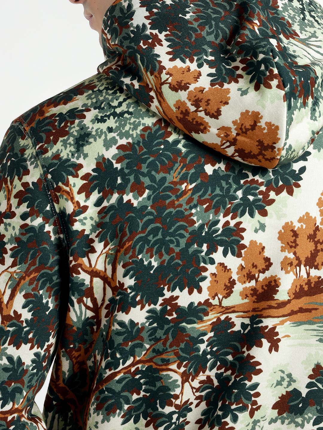 Gant Men Beige/Green Printed Hooded Sweatshirt