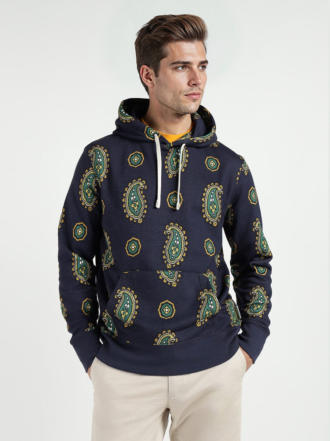 Gant Men Blue Printed Hooded Sweatshirt