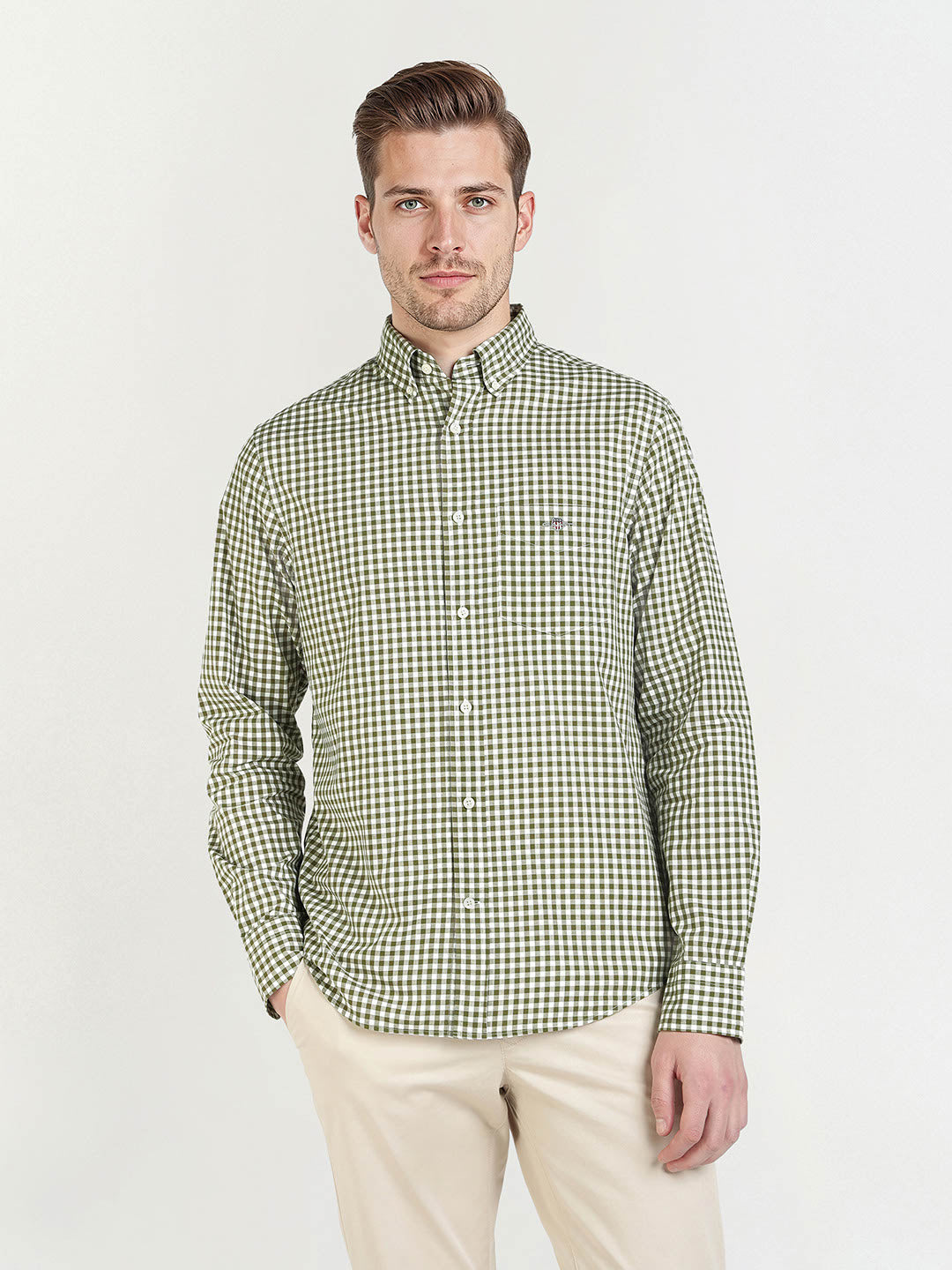Gant Men Green Checks Collar Shirt