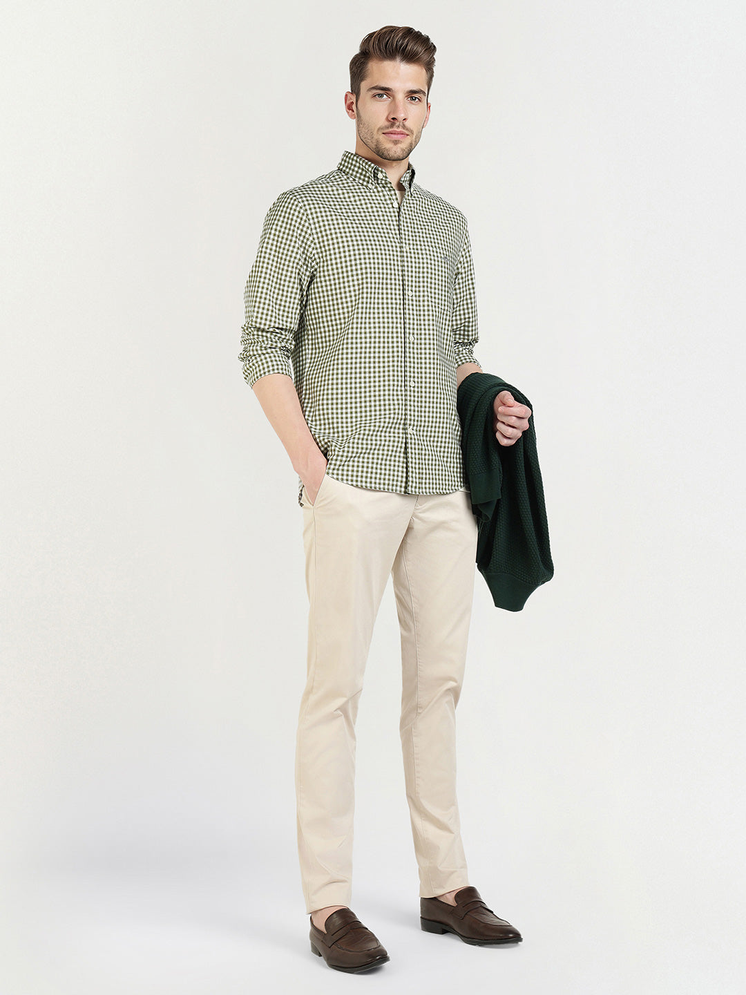 Gant Men Green Checks Collar Shirt