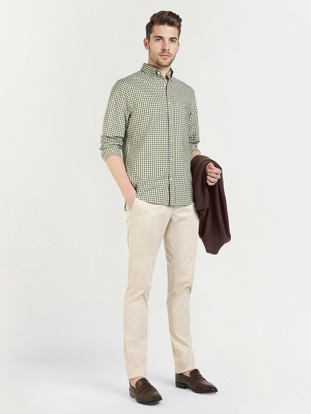 Gant Men Green Checks Collar Shirt