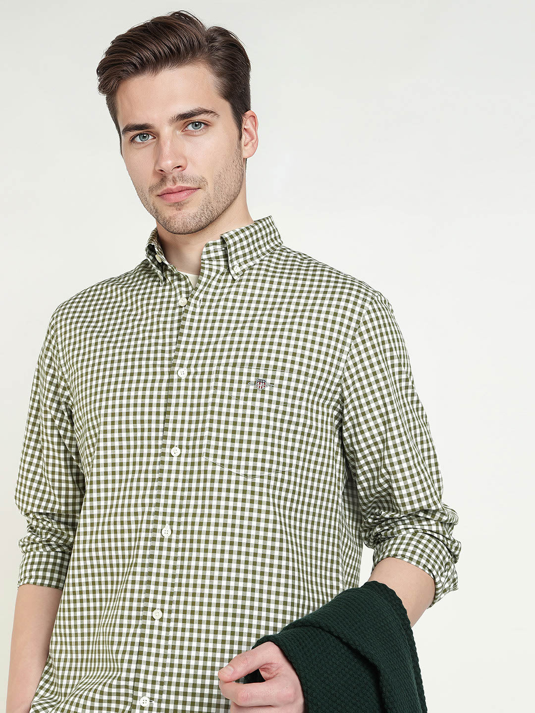 Gant Men Green Checks Collar Shirt