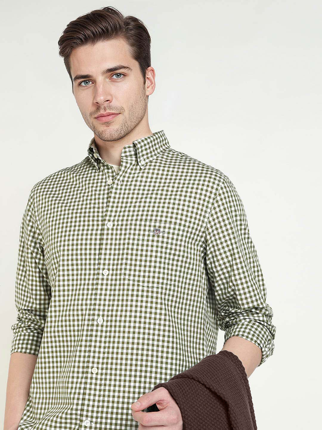 Gant Men Green Checks Collar Shirt
