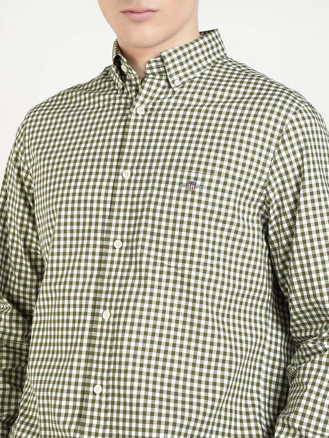 Gant Men Green Checks Collar Shirt
