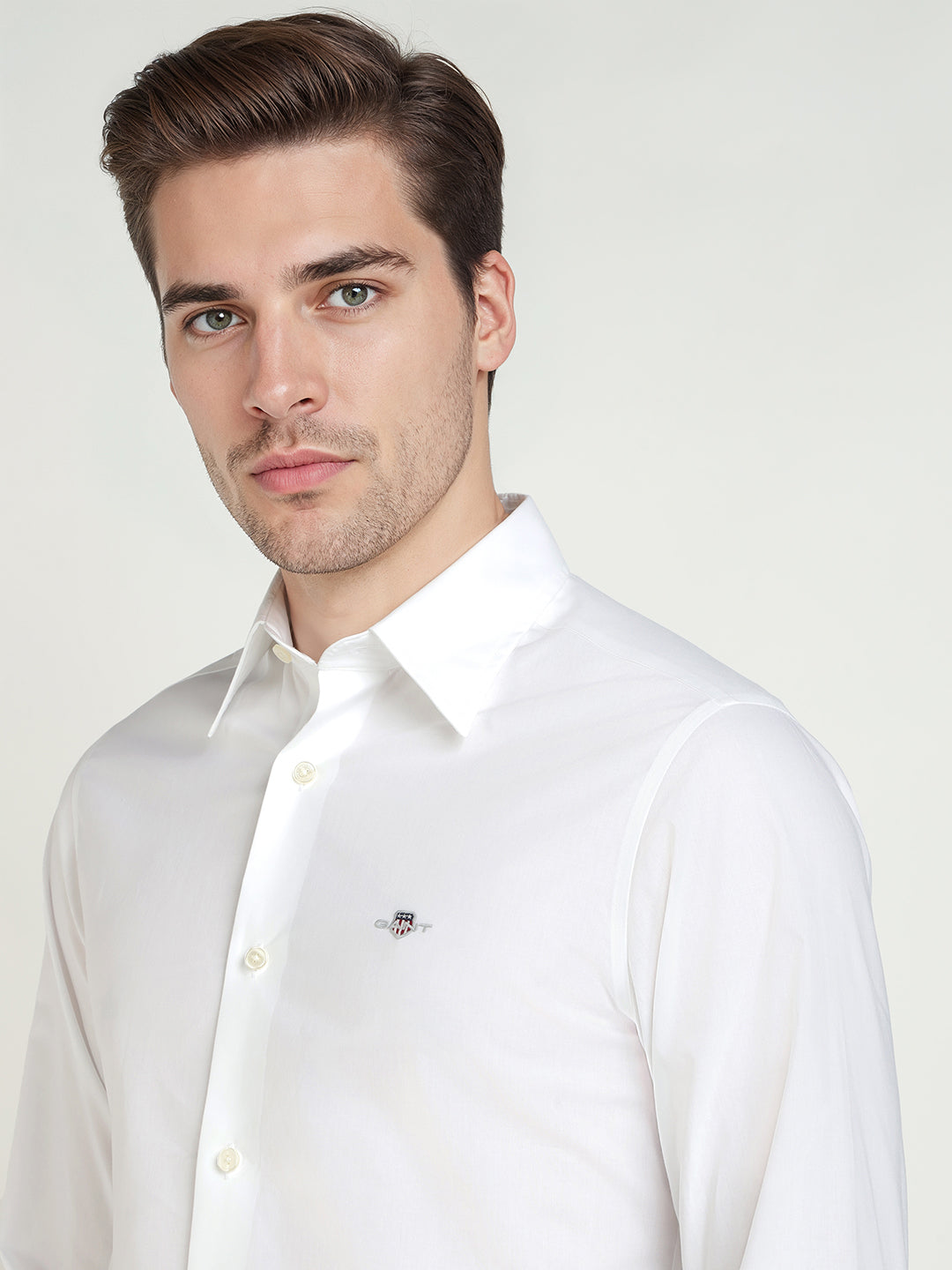 Gant Men White Solid Collar Shirt