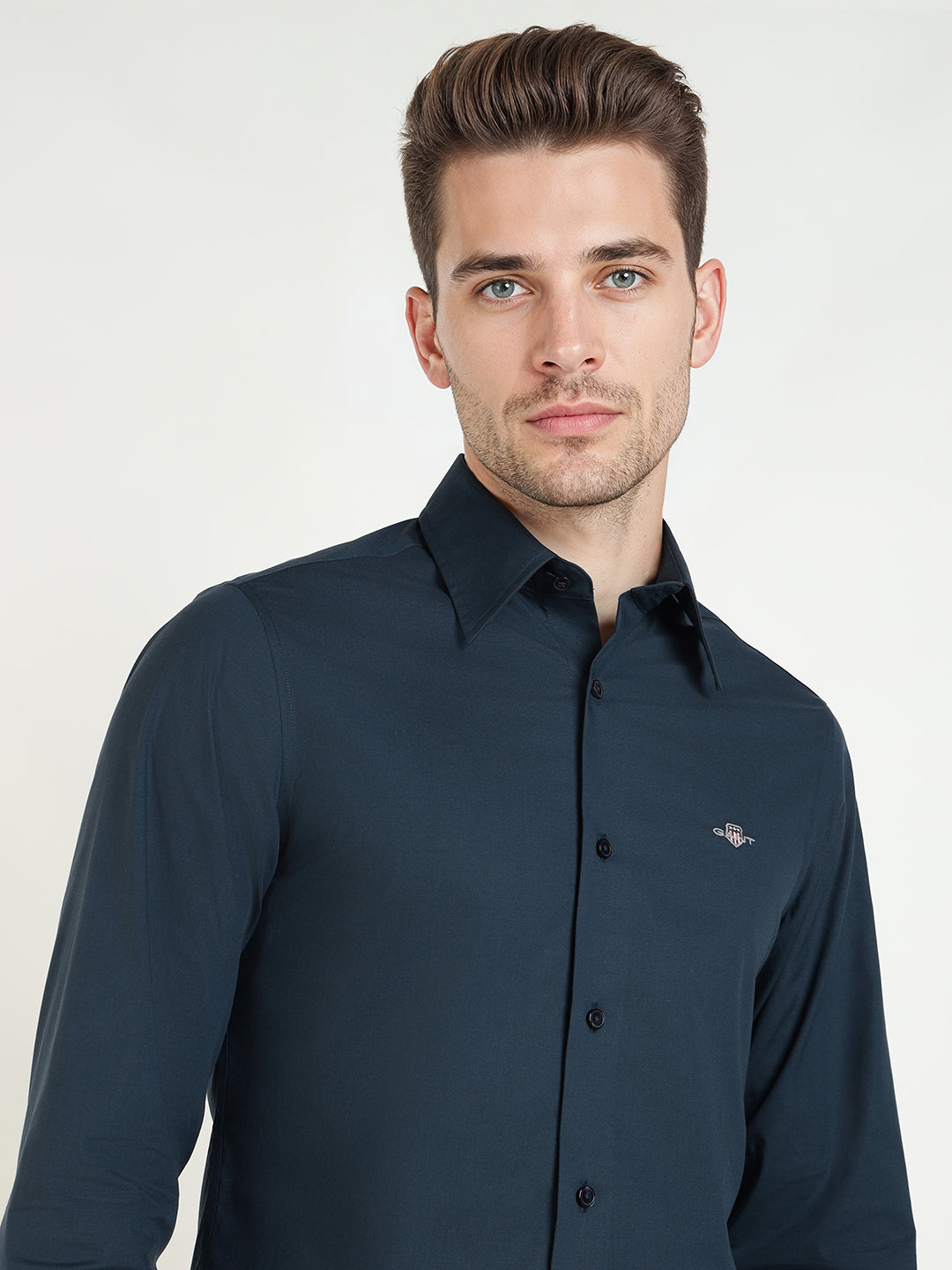 Gant Men Blue Solid Collar Shirt