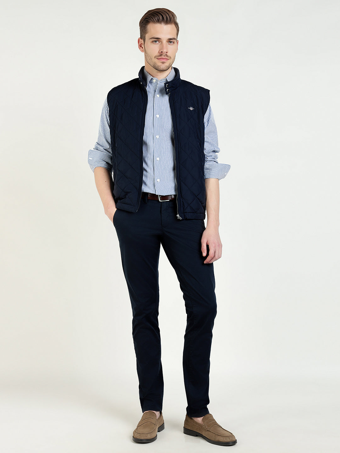 Gant Men Slim Blue Striped Poplin Shirt