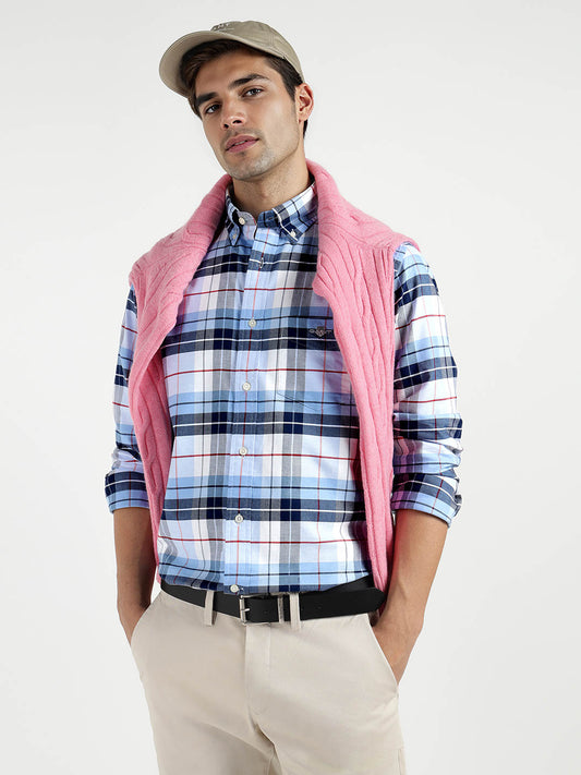 Gant Men Blue Checks Collar Shirt