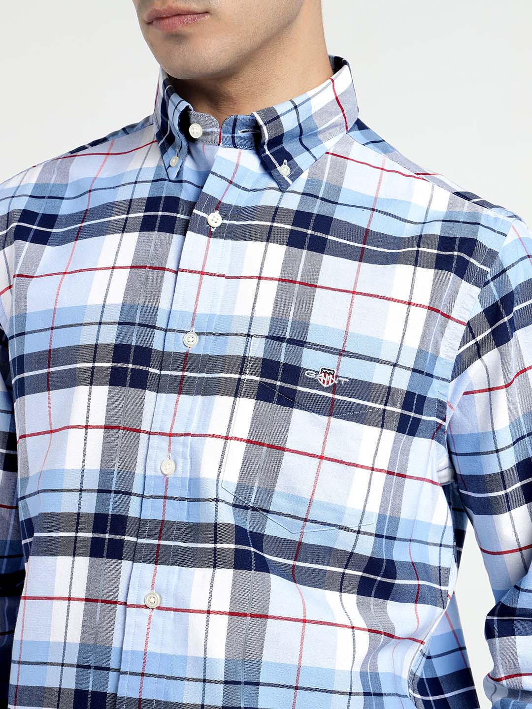 Gant Men Blue Checks Collar Shirt