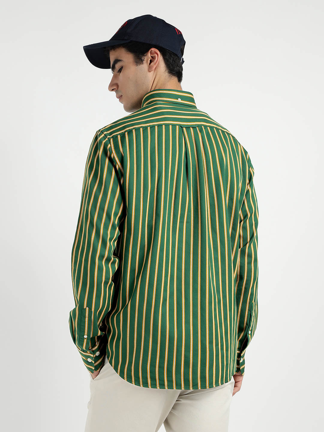 Gant Men Green Striped Collar Shirt