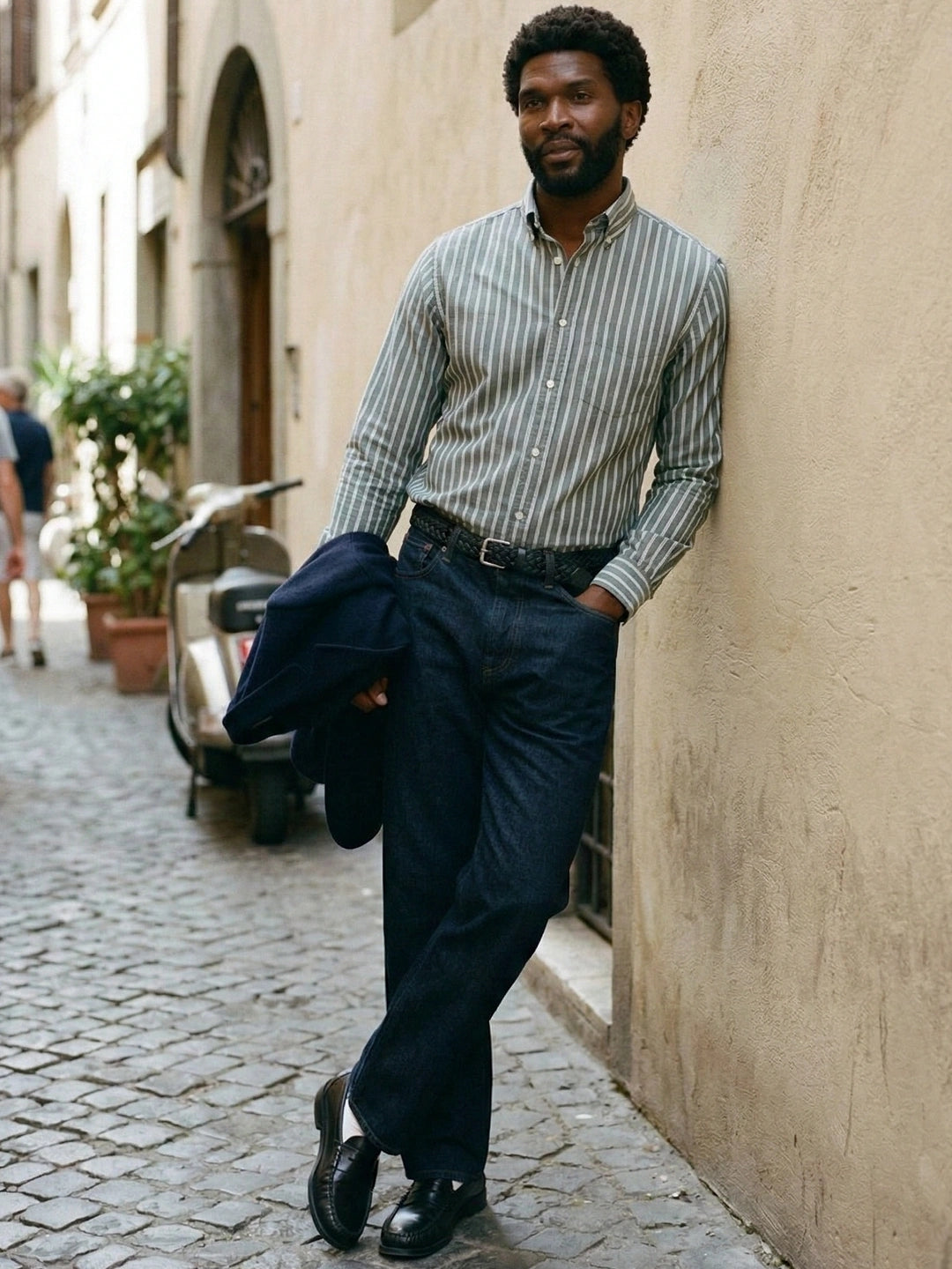 Gant Men Cream Striped Collar Shirt