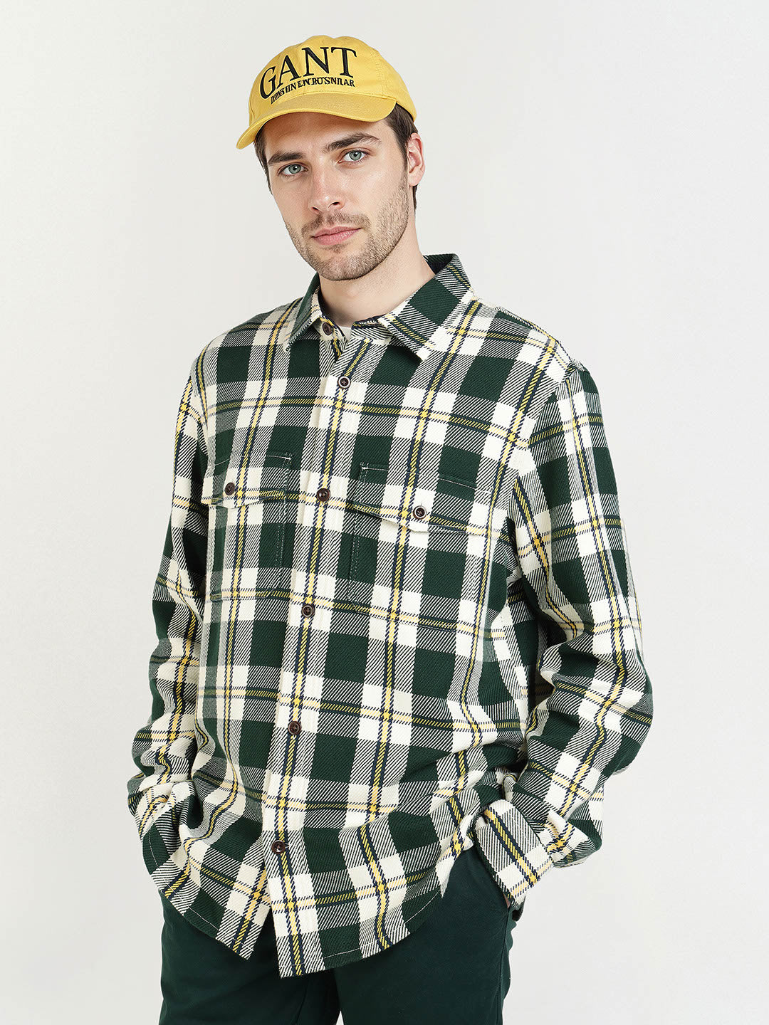 Gant Men Green Checks Collar Shirt