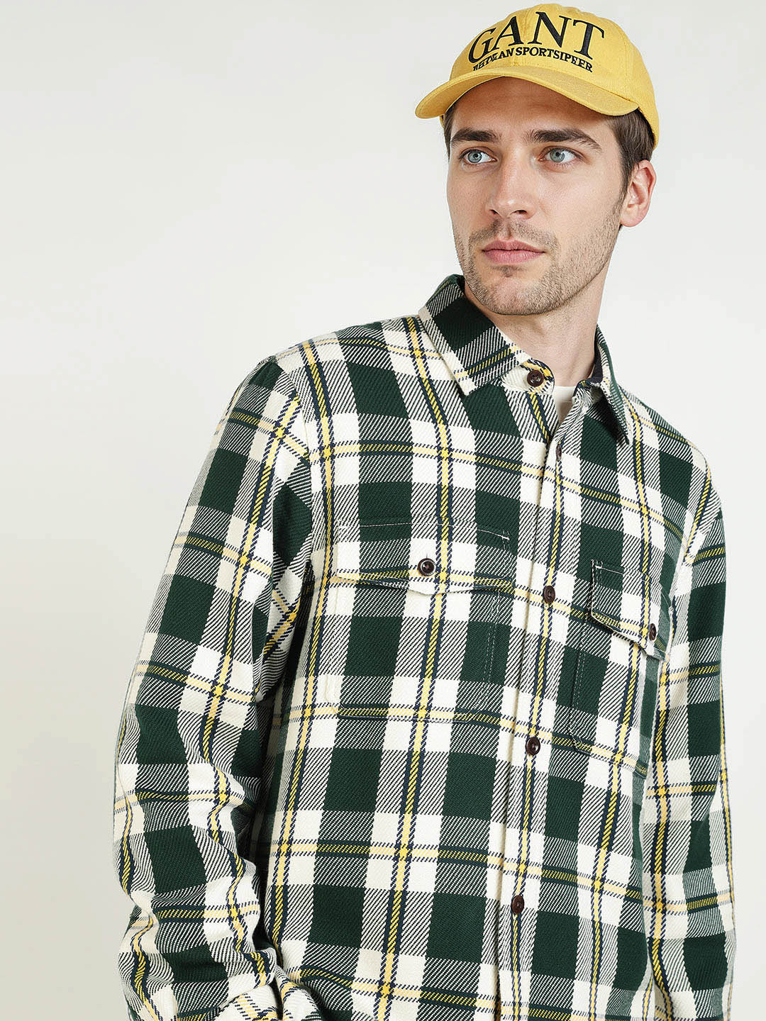 Gant Men Green Checks Collar Shirt