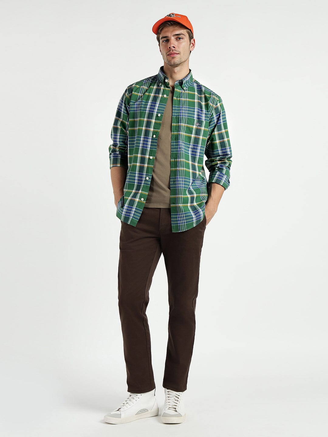 Gant Men Green Checks Collar Shirt