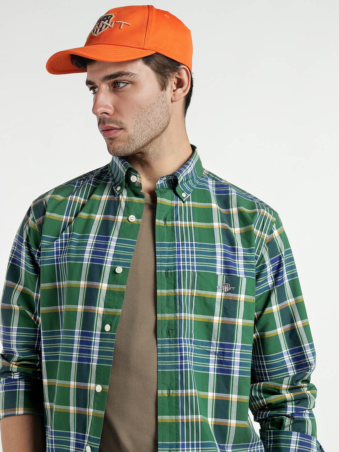 Gant Men Green Checks Collar Shirt