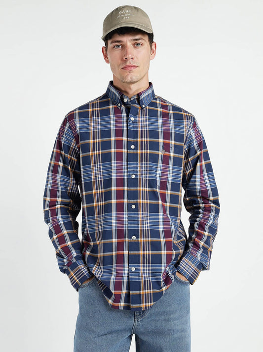 Gant Men Blue Checks Collar Shirt