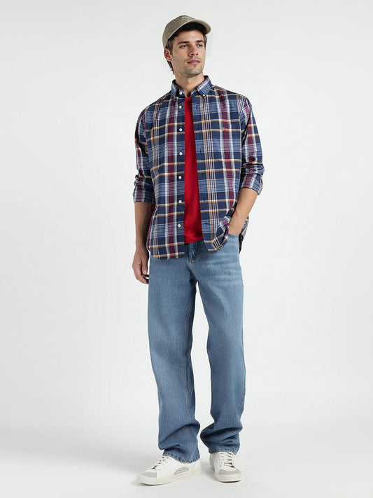 Gant Men Blue Checks Collar Shirt