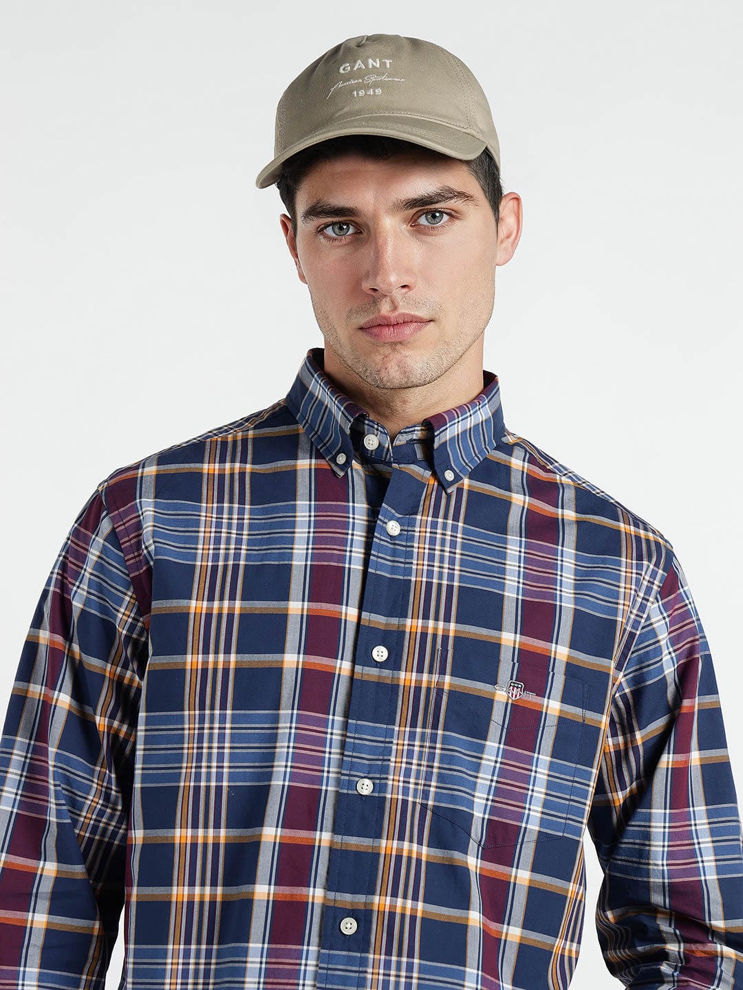 Gant Men Blue Checks Collar Shirt