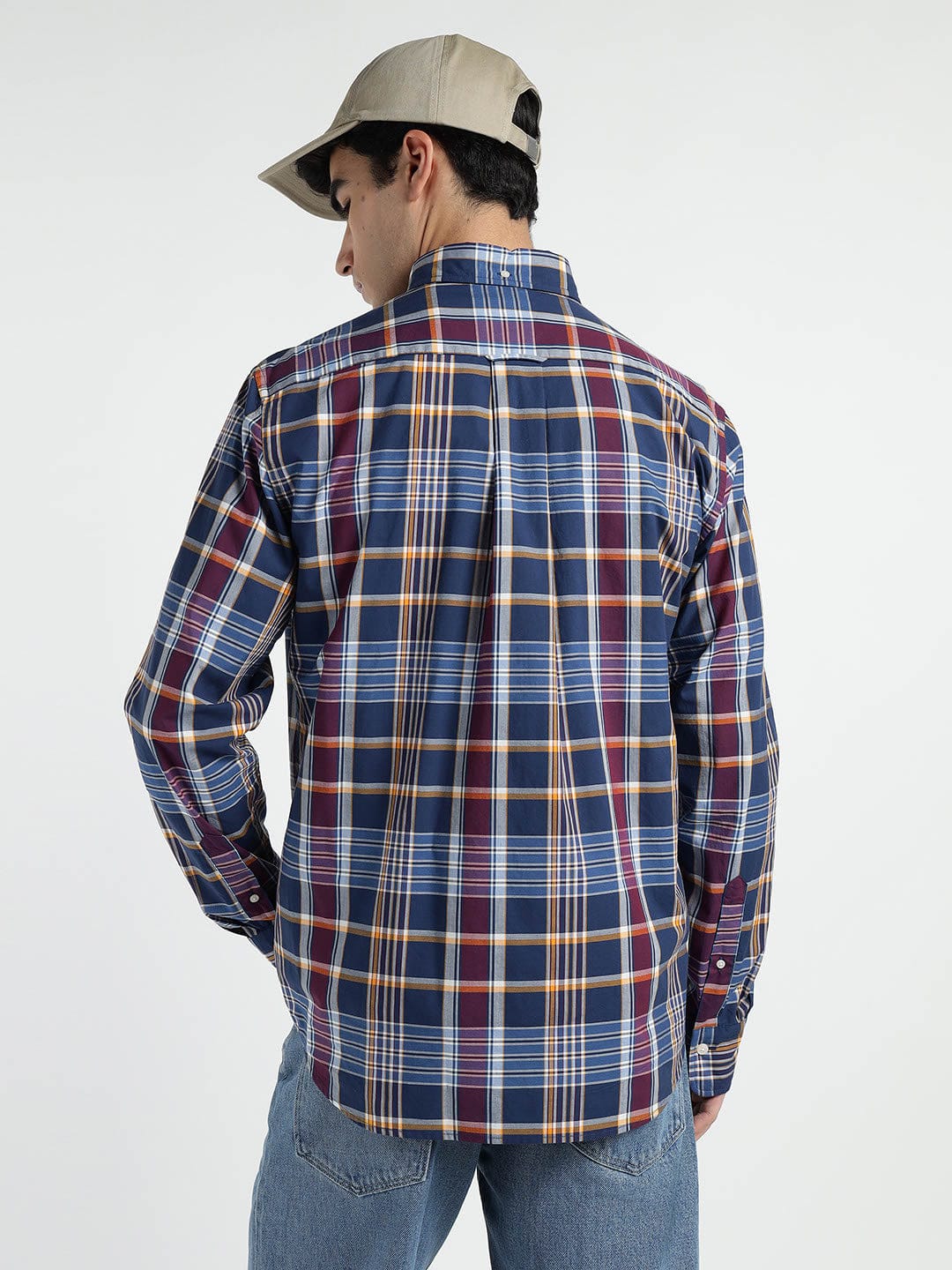 Gant Men Blue Checks Collar Shirt