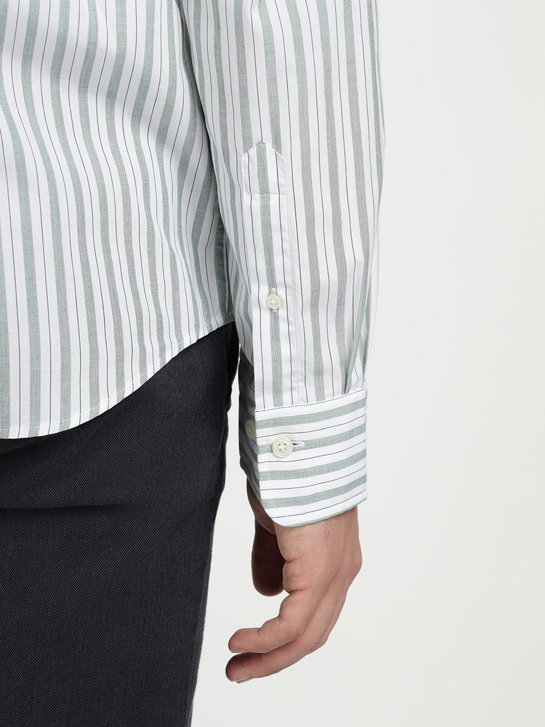 Gant Men Green Striped Collar Shirt