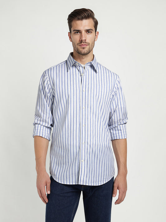 Gant Men Blue Striped Collar Shirt