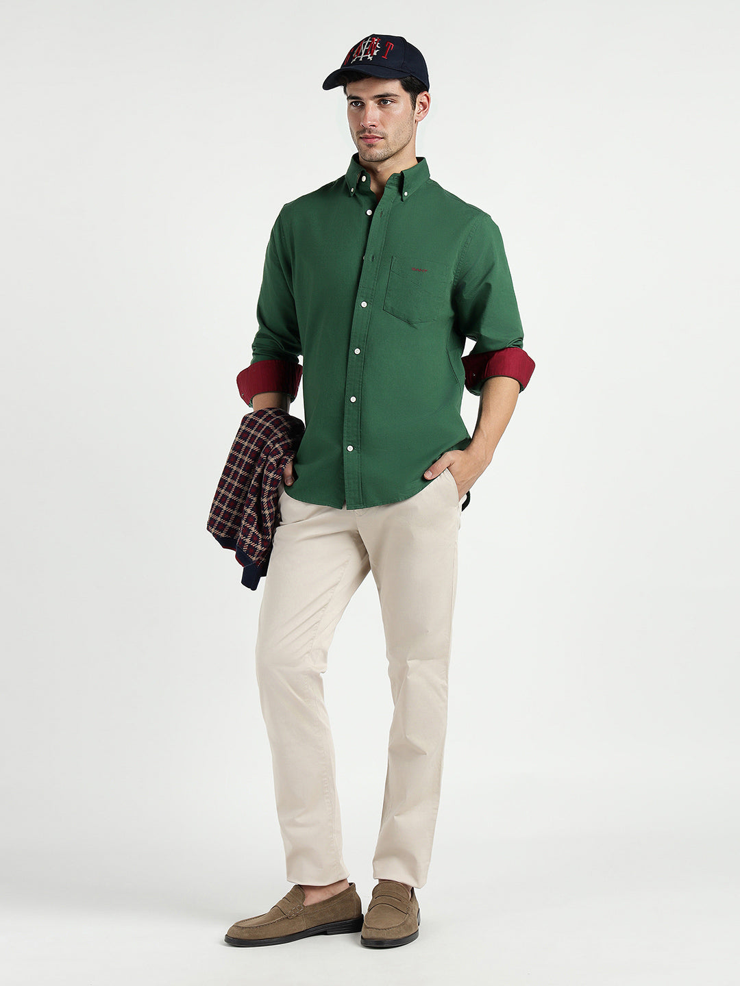 Gant Men Green Solid Collar Shirt