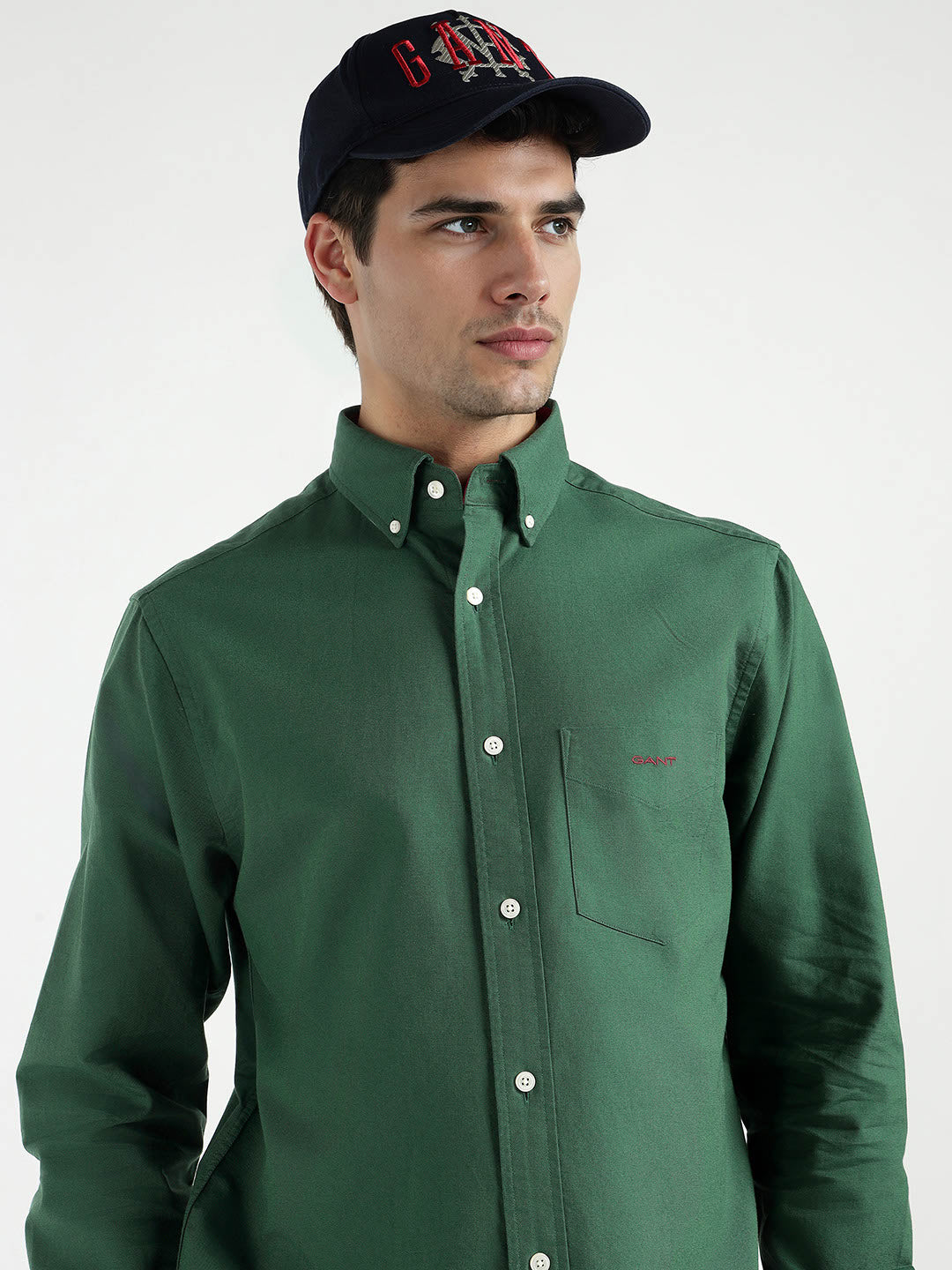 Gant Men Green Solid Collar Shirt