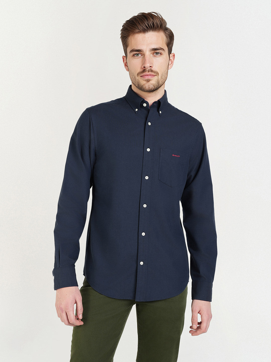Gant Men Blue Solid Collar Shirt