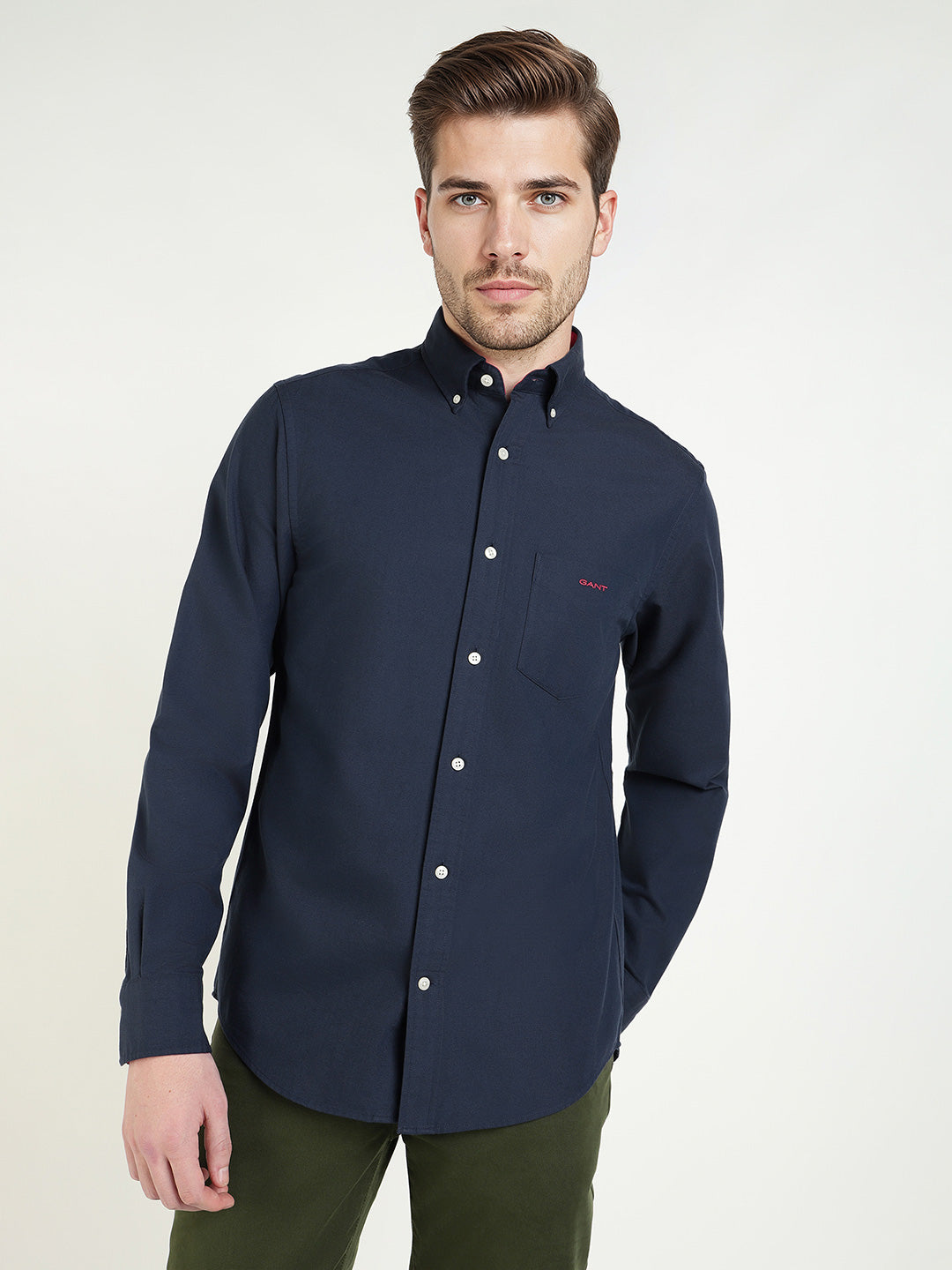 Gant Men Blue Solid Collar Shirt