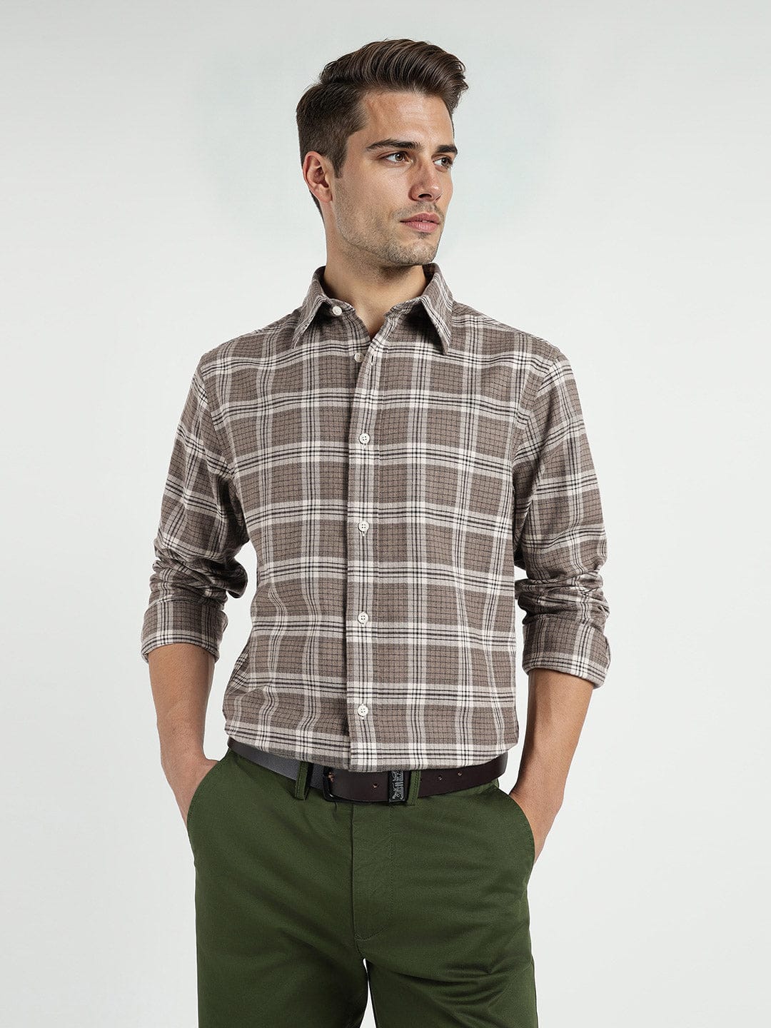 Gant Men Brown Checks Collar Shirt
