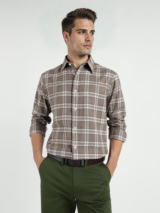 Gant Men Brown Checks Collar Shirt