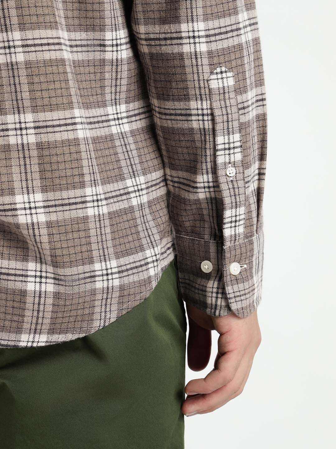 Gant Men Brown Checks Collar Shirt